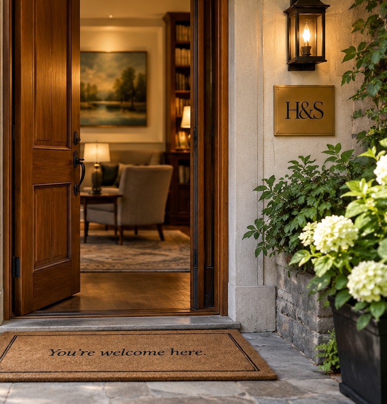 Warm open doorway suggesting a welcoming conversation